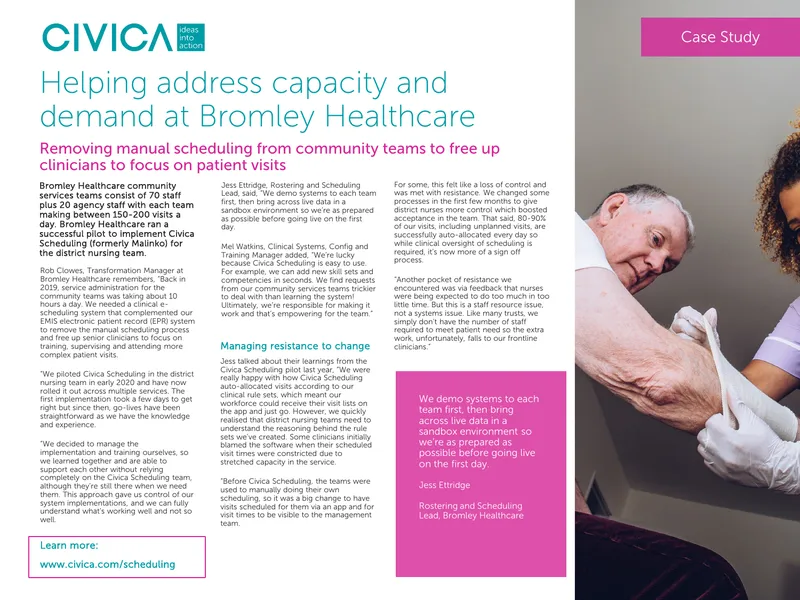 Civica Scheduling Implementation Case Study