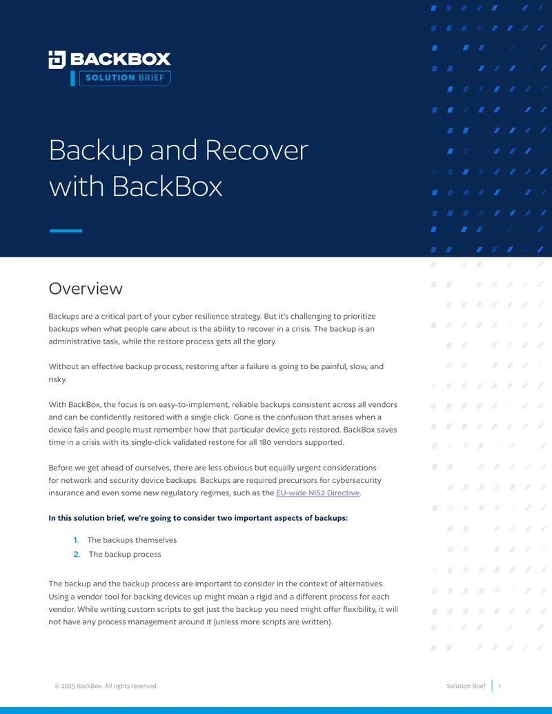 Backup and Recovery Process with BackBox