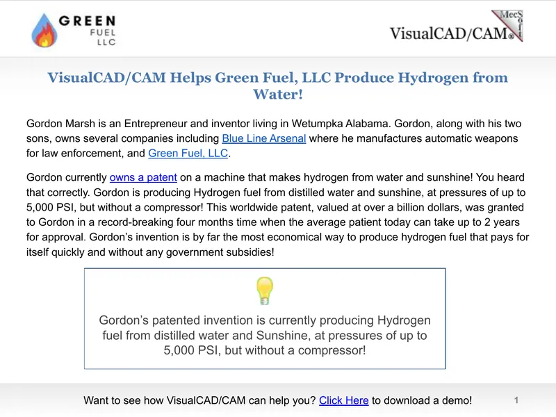 VisualCAD/CAM Application in Hydrogen Production