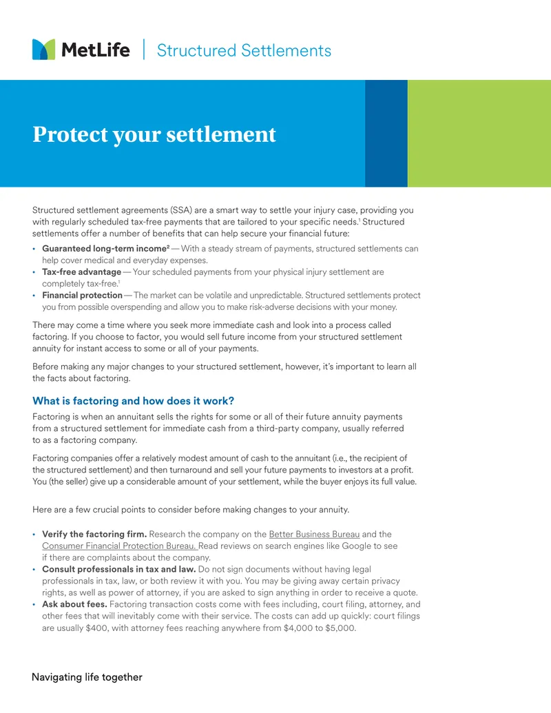 Structured Settlement Agreements and Factoring Process