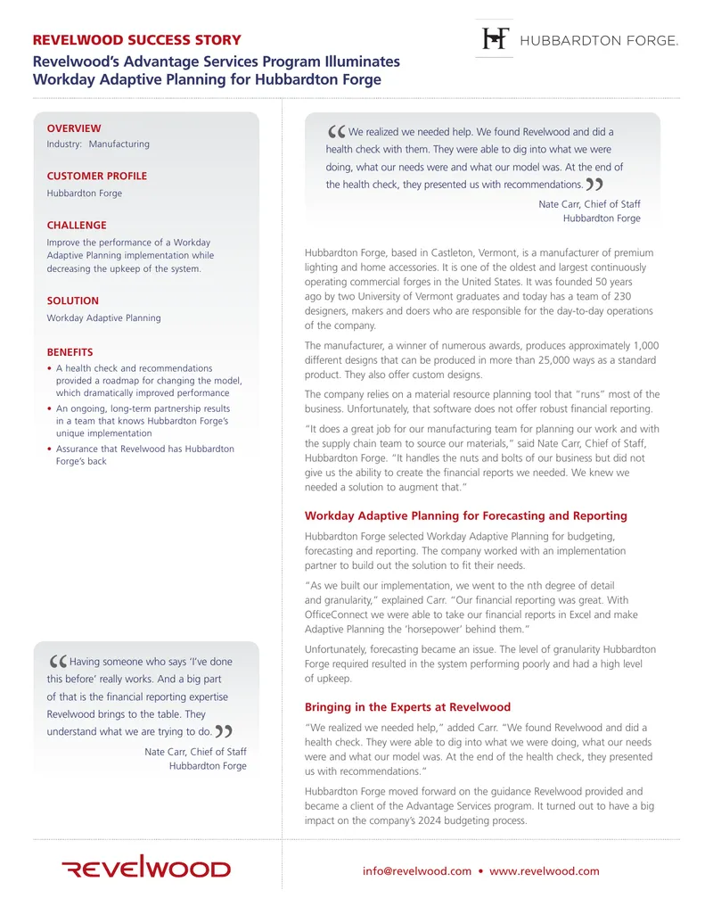 Revelwood Advantage Services Program Case Study