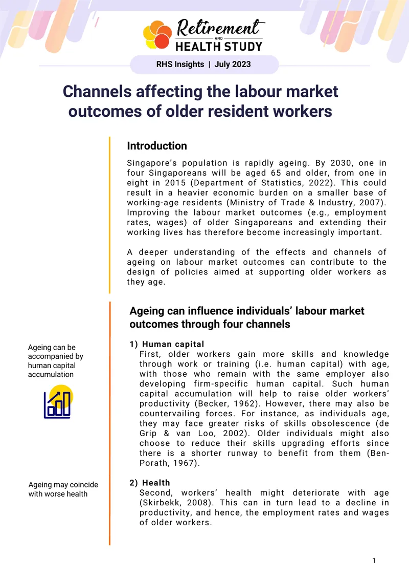 Labour Market Outcomes for Older Workers in Singapore