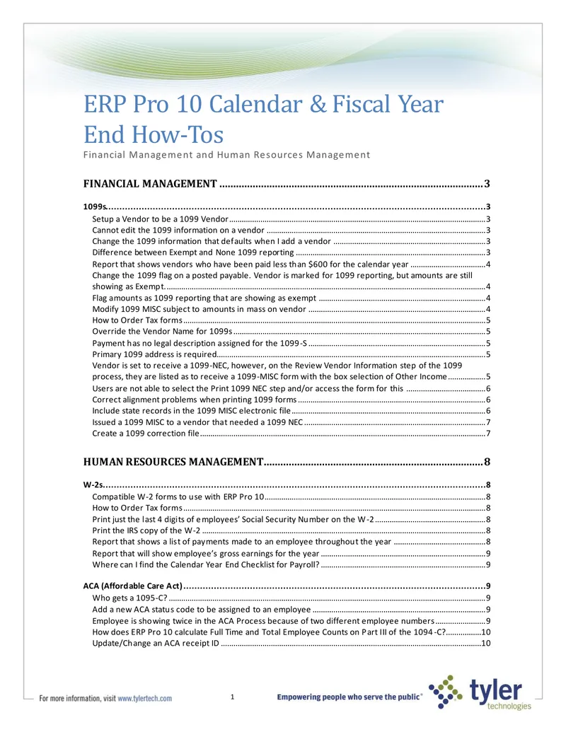 ERP Pro 10 Calendar and Fiscal Year End Guide