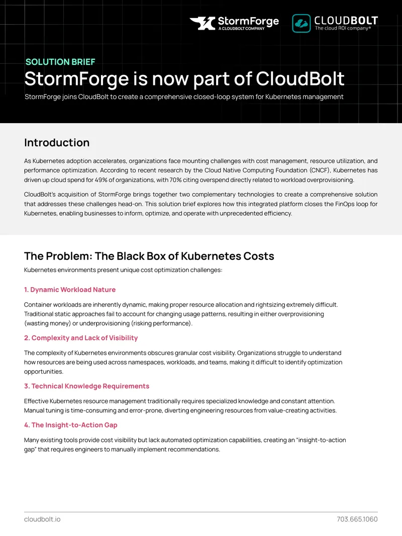 CloudBolt and StormForge Integrated Solution Brief