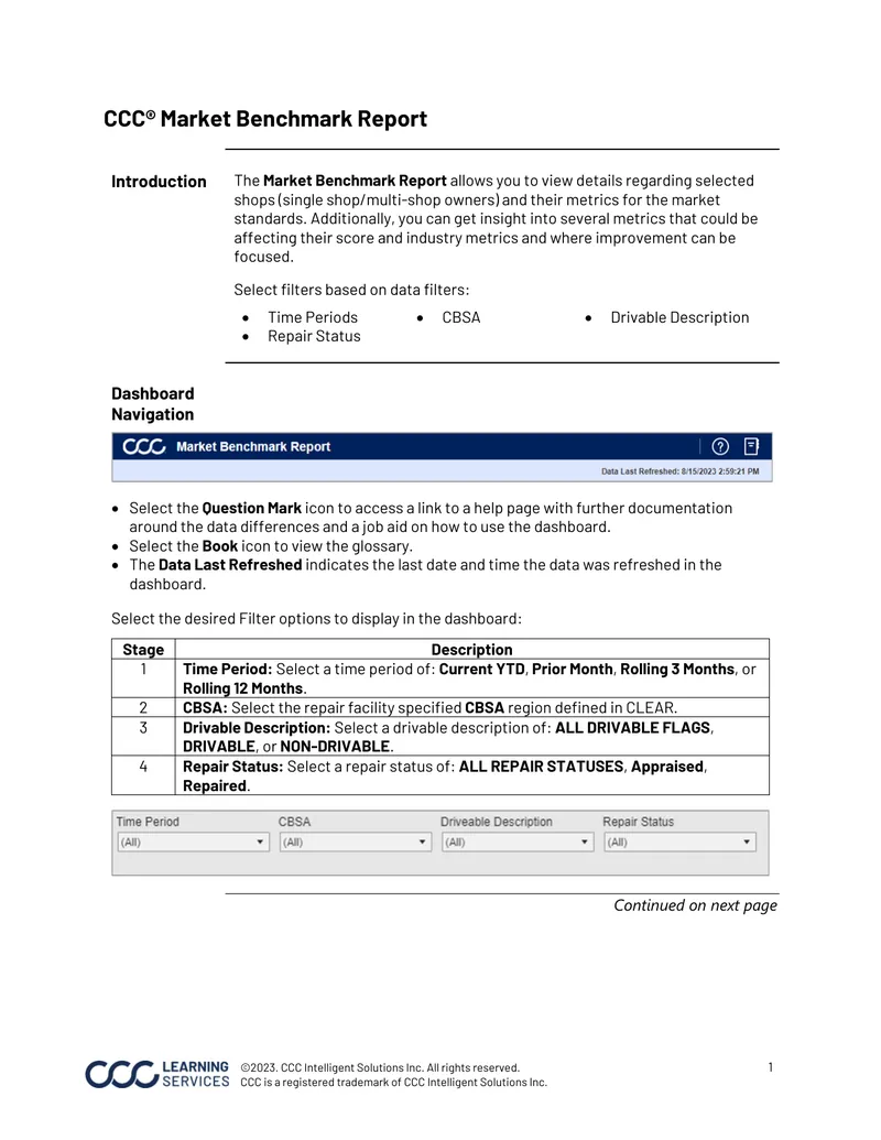 CCC Market Benchmark Report Overview