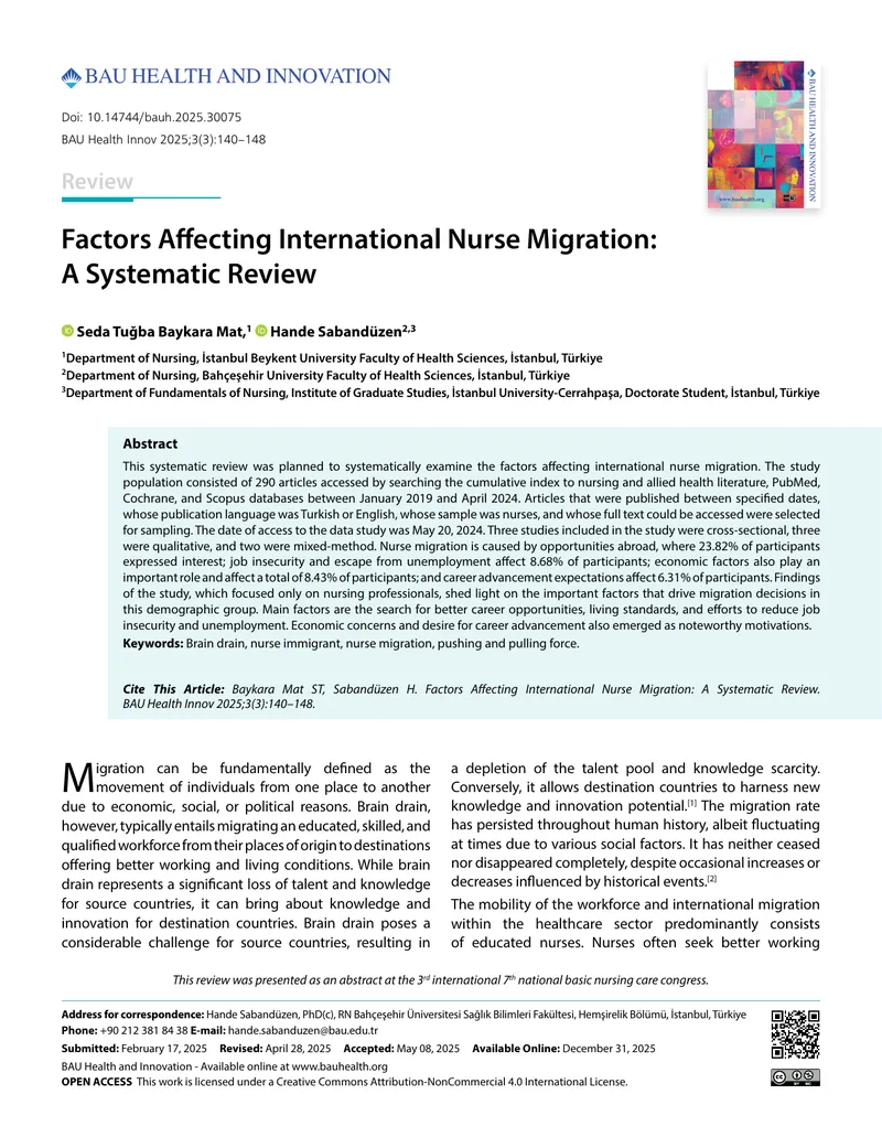 Factors Affecting International Nurse Migration