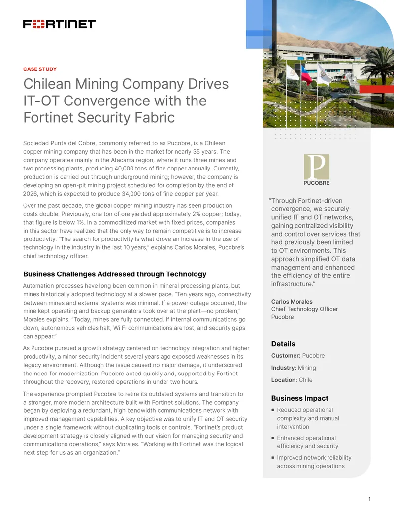 Chilean Mining Company Implements IT-OT Convergence