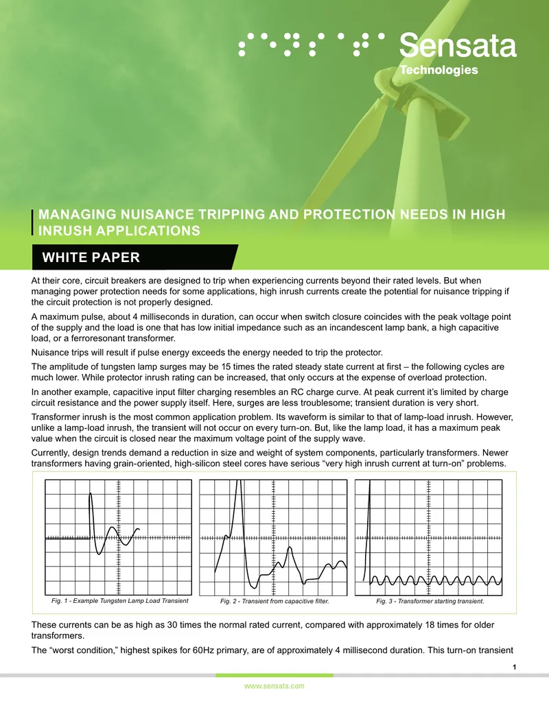 Managing Nuisance Tripping in High Inrush Applications
