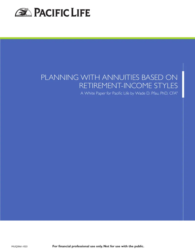 Planning with Annuities Based on Retirement-Income Styles