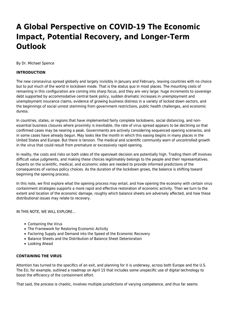 Economic Impact and Recovery Strategies Post COVID-19