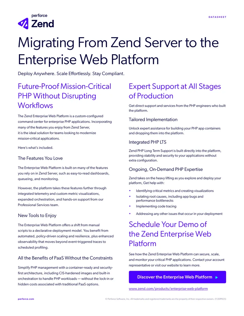 Migrating From Zend Server to Enterprise Web Platform