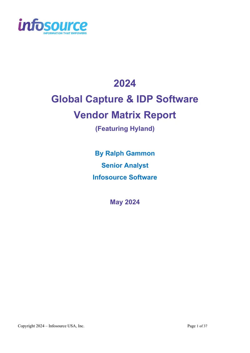 2024 Global Capture and IDP Software Vendor Matrix Report