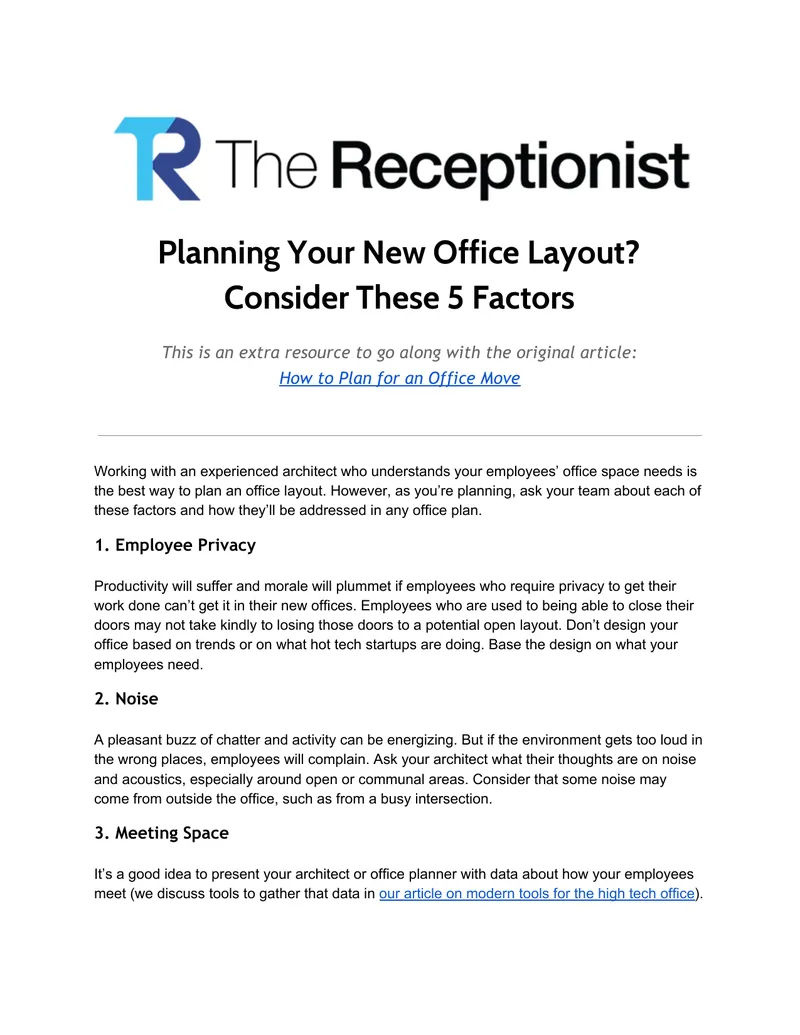 Factors to Consider in Office Layout Planning