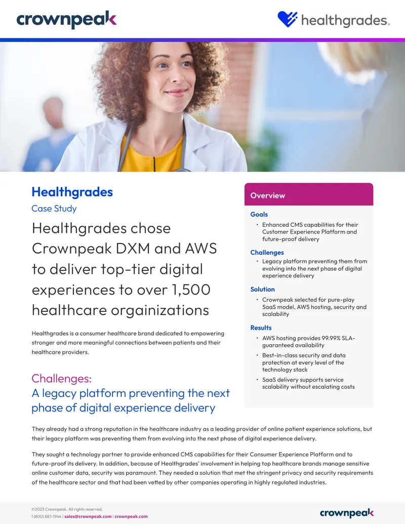 Healthgrades Case Study on Crownpeak Digital Experience Management