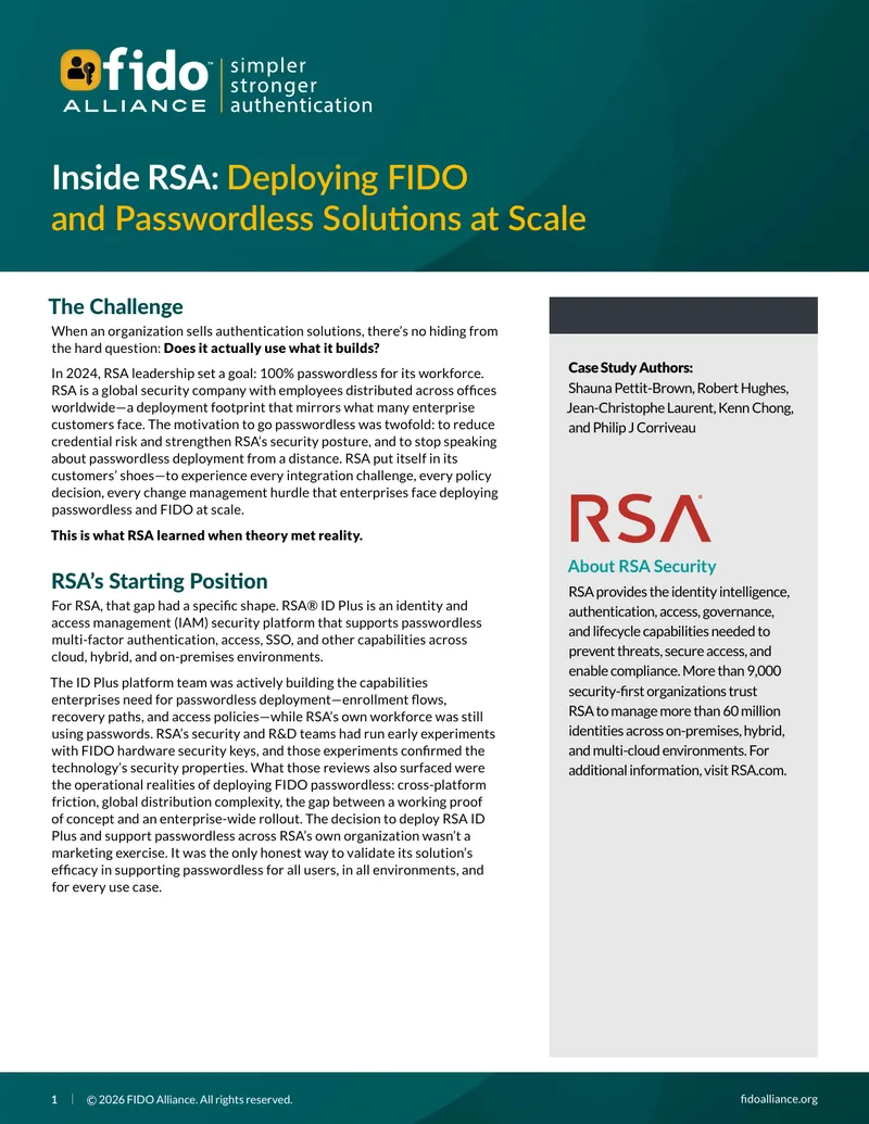 RSA's Journey to 100% Passwordless Authentication