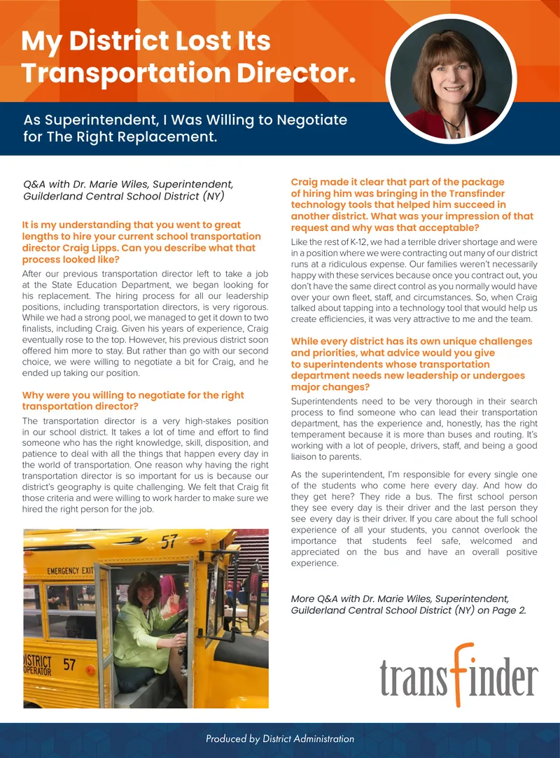 Transportation Leadership Hiring Process in Guilderland Schools