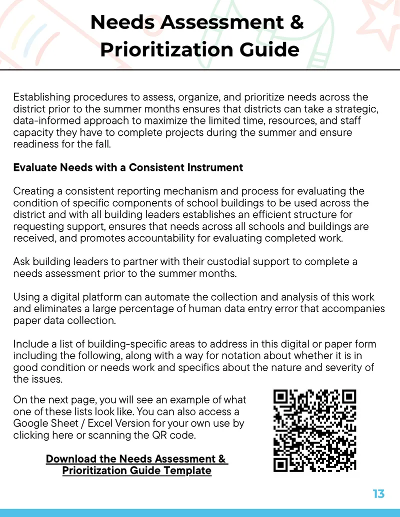 Needs Assessment and Prioritization Guide for School Districts