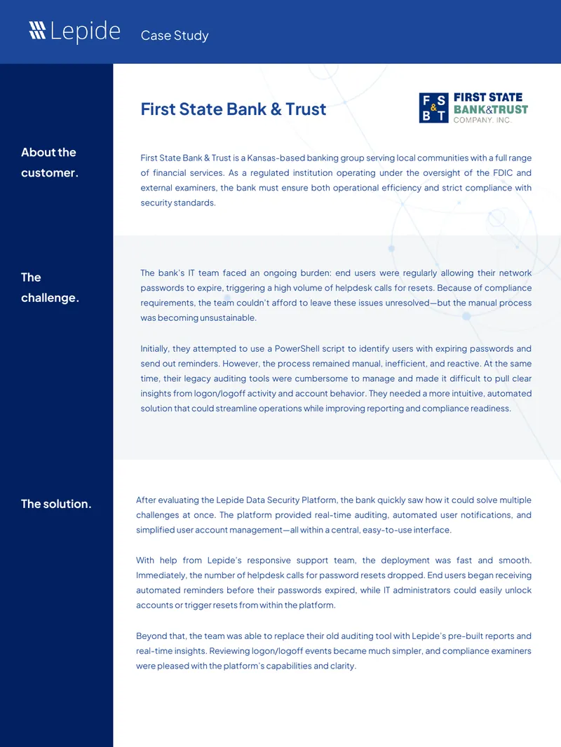First State Bank & Trust Case Study