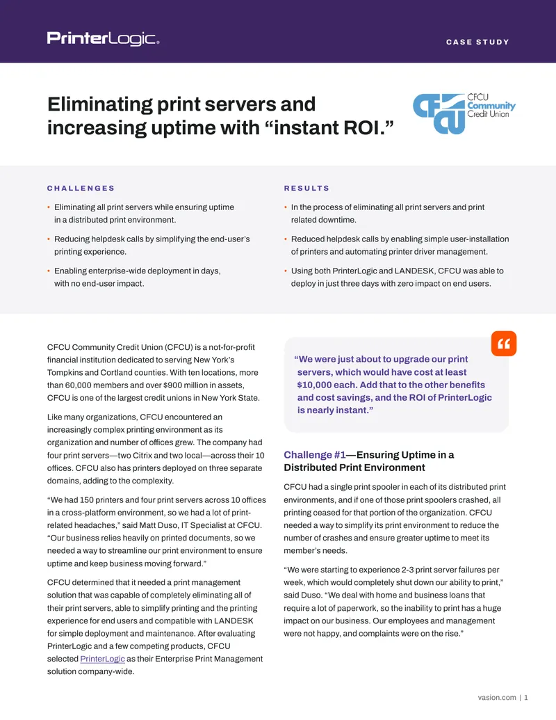 CFCU Community Credit Union Print Management Case Study
