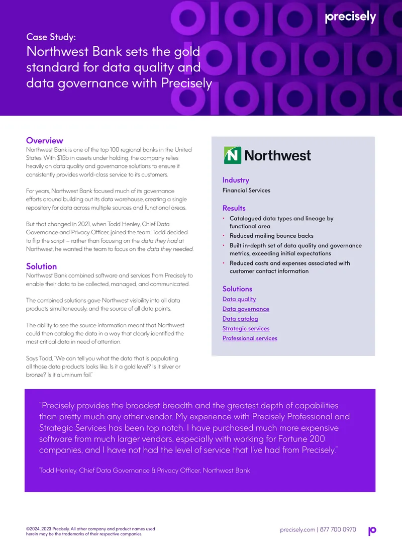 Northwest Bank Data Quality and Governance Case Study