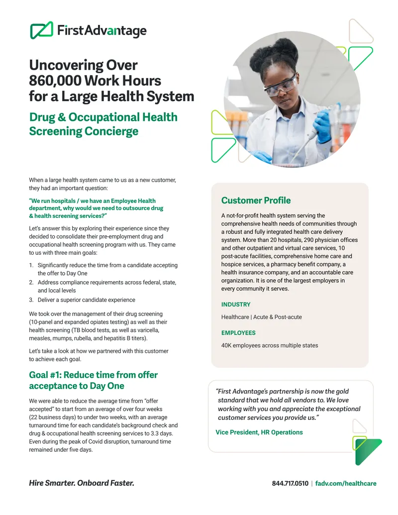 Drug and Occupational Health Screening Service Case Study