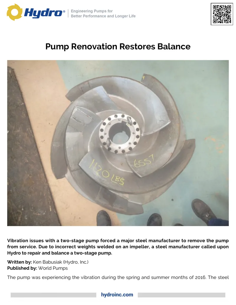 Pump Renovation and Vibration Issue Resolution