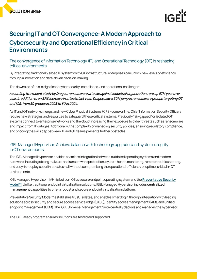 Securing IT and OT Convergence for Cybersecurity