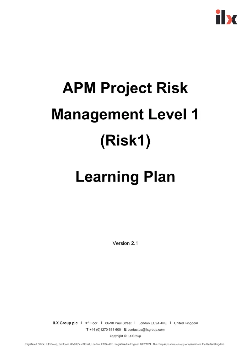 APM Project Risk Management Level 1 Learning Plan