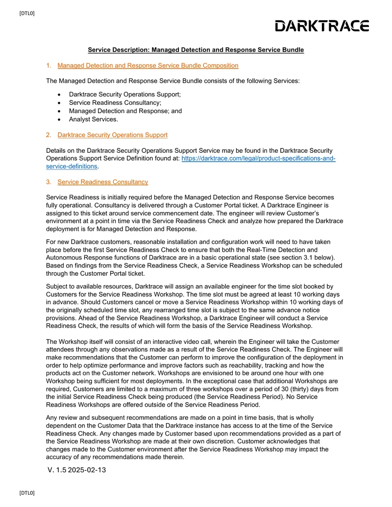 Managed Detection and Response Service Bundle Description