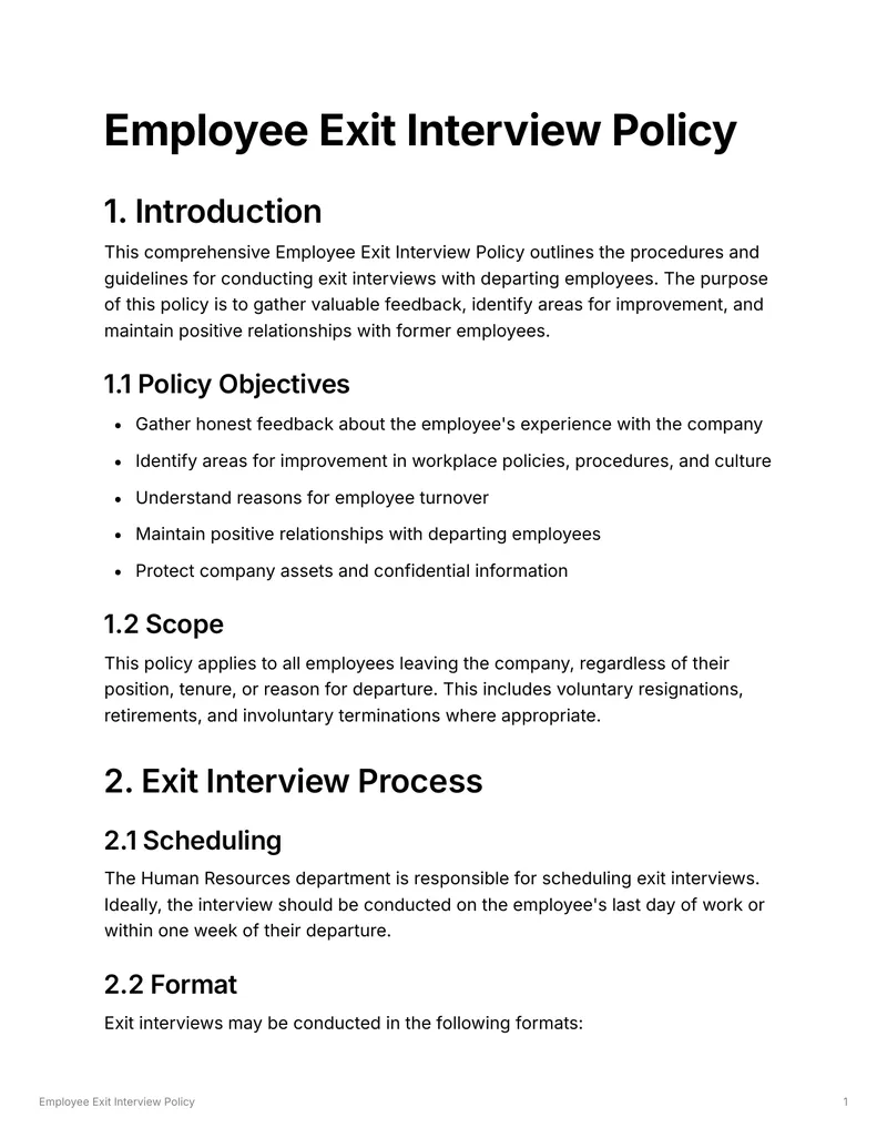 Employee Exit Interview Policy Guidelines