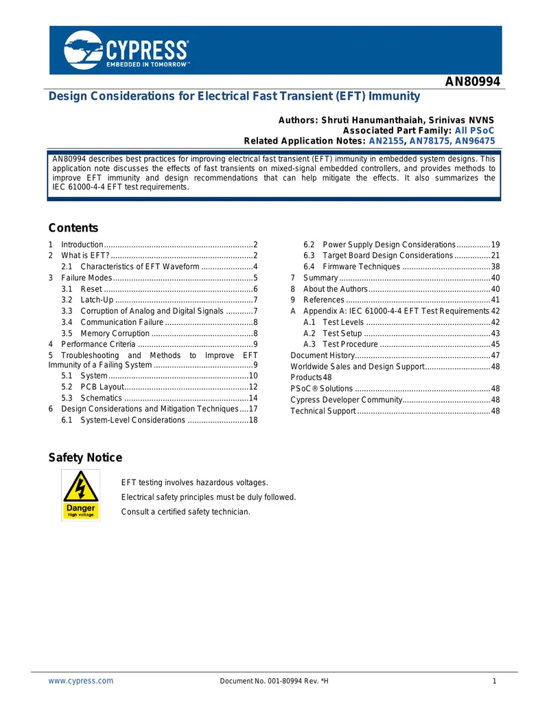 Design Considerations for Electrical Fast Transient Immunity