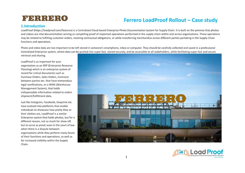 Ferrero LoadProof Implementation Case Study