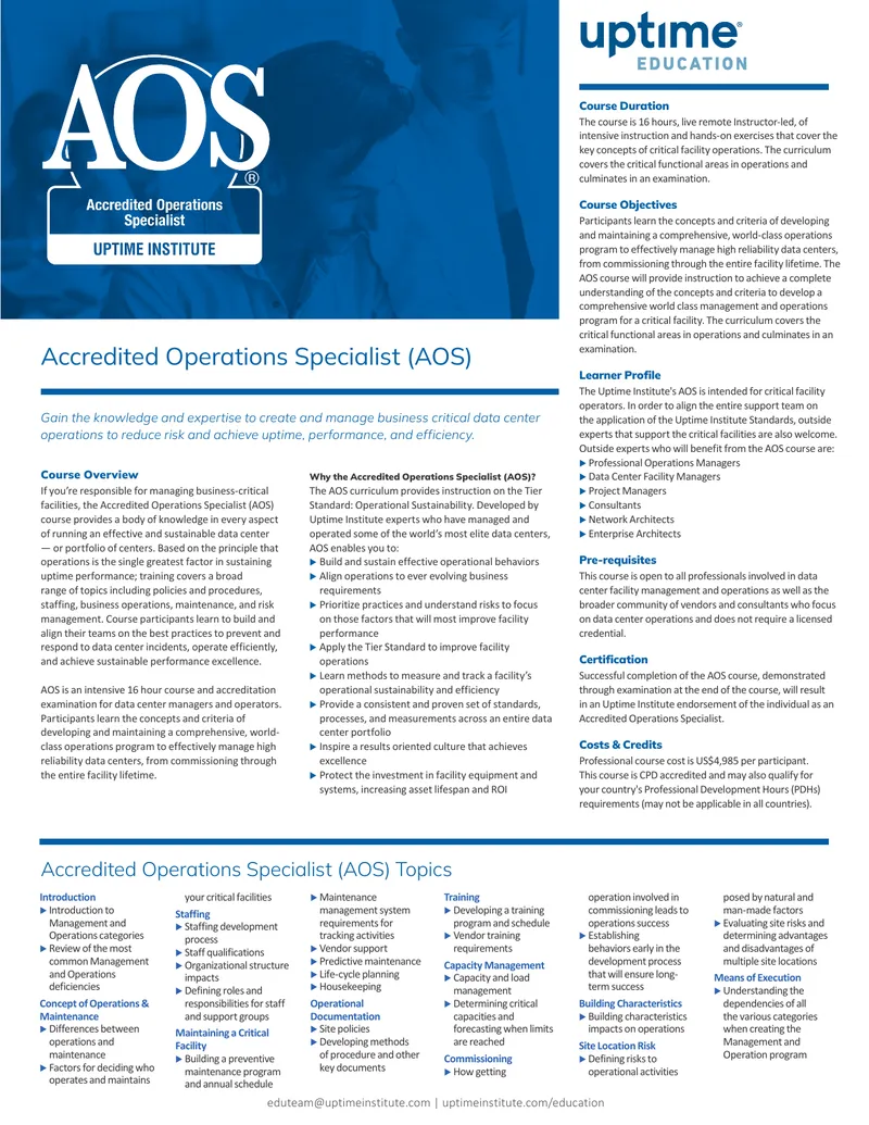 Accredited Operations Specialist Course Overview