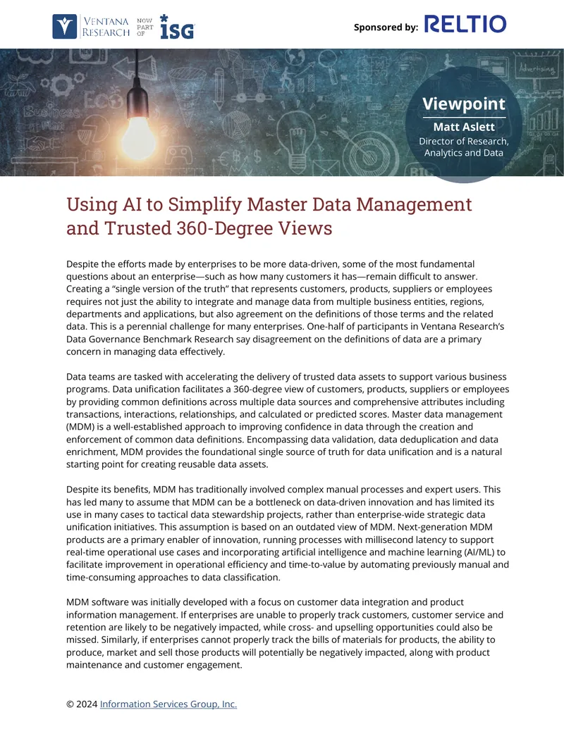 Using AI to Simplify Master Data Management