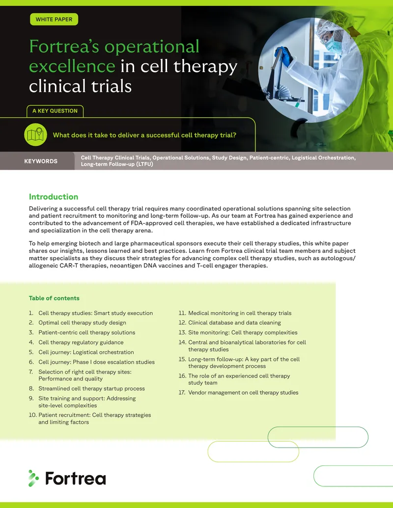 Operational Solutions for Cell Therapy Clinical Trials