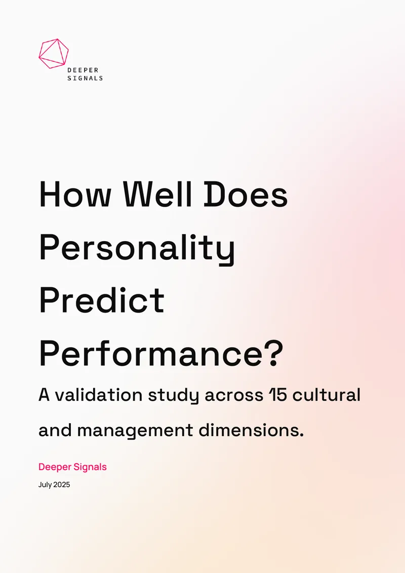 Personality Assessment and Performance Prediction Study