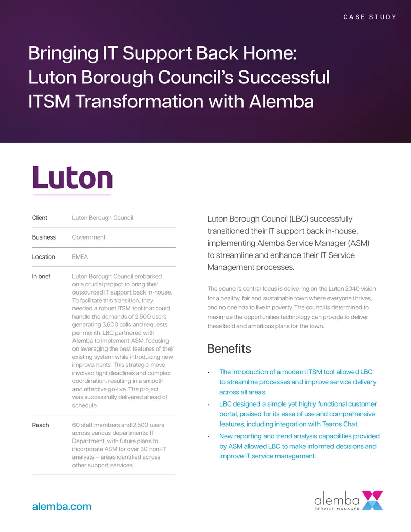 Luton Borough Council ITSM Transformation Case Study