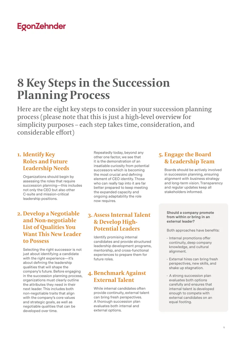 Key Steps in the Succession Planning Process