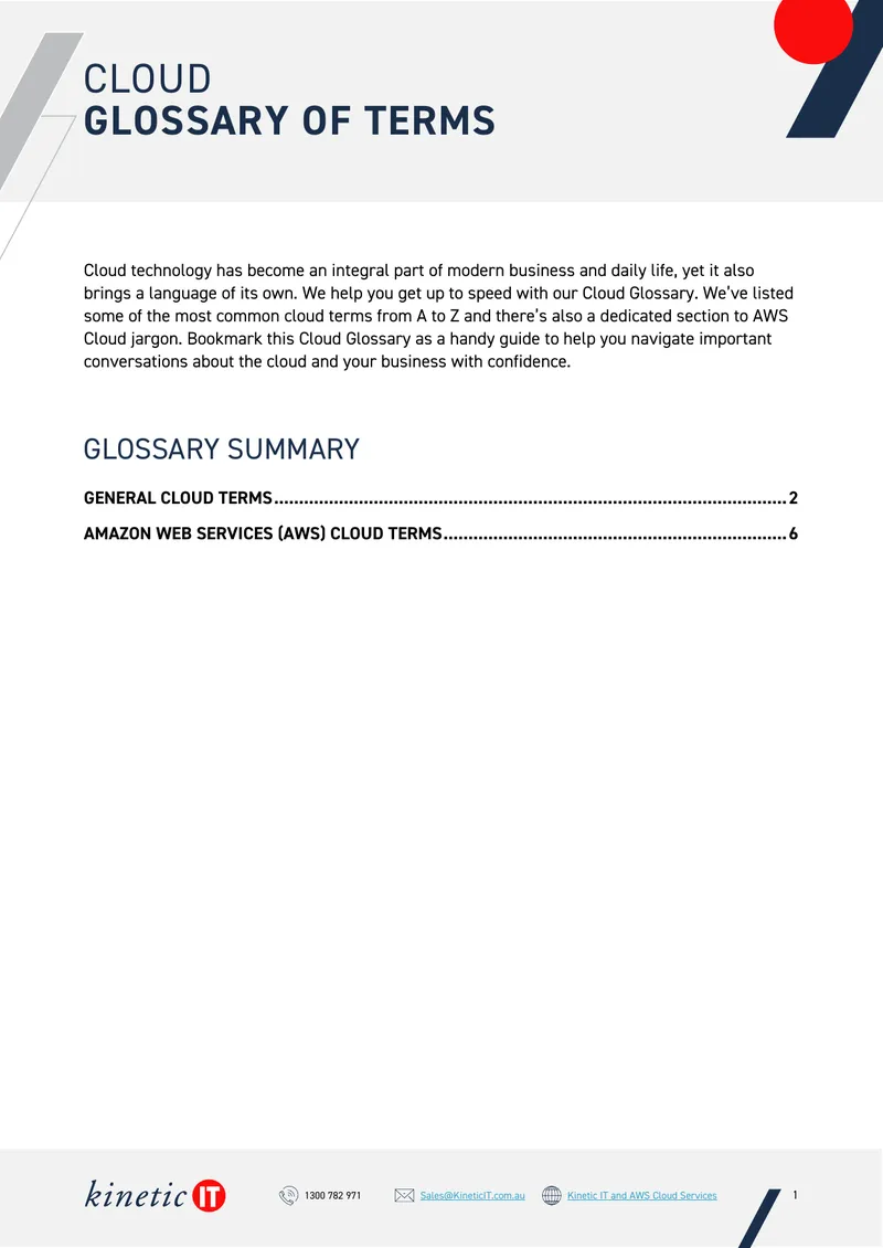 Cloud Glossary of Terms for Businesses