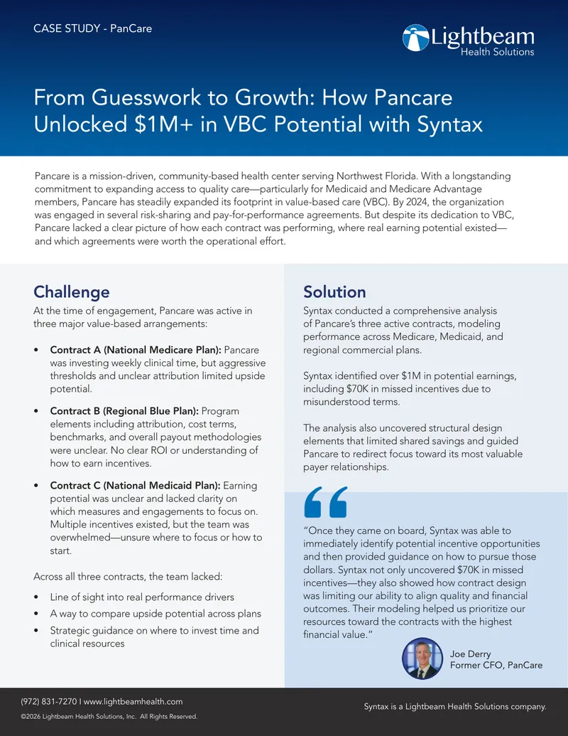 Pancare Value-Based Care Strategy Case Study