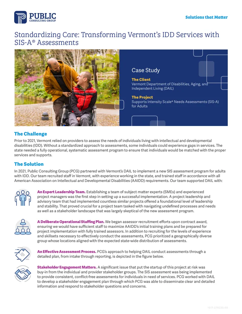 Standardizing Care with SIS-A Assessments in Vermont