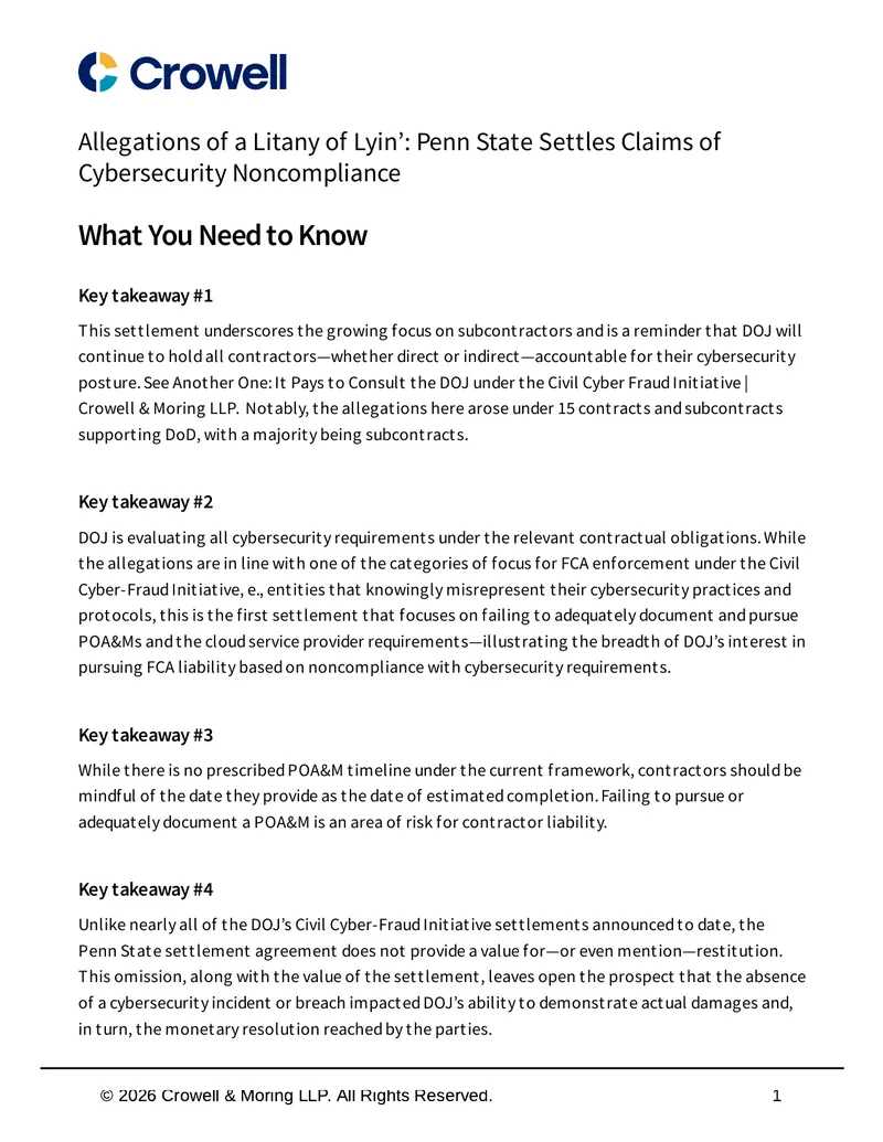Penn State Settlement for Cybersecurity Noncompliance