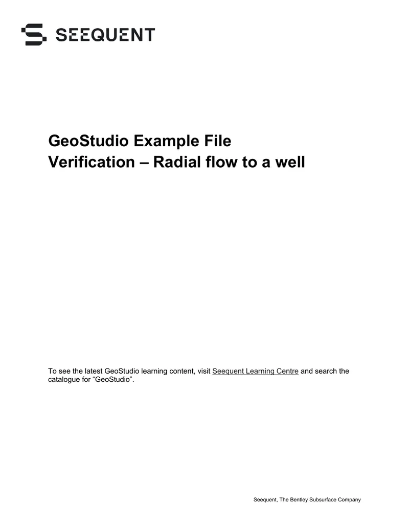 GeoStudio Example File for Radial Flow Verification