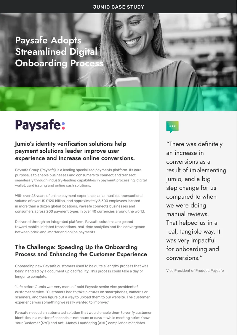 Paysafe Digital Onboarding Process Improvement Case Study