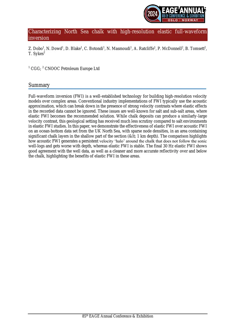 Characterizing North Sea Chalk Using Elastic Full-Waveform Inversion