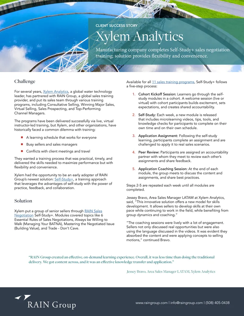 Xylem Analytics Self-Study+ Sales Training Case Study