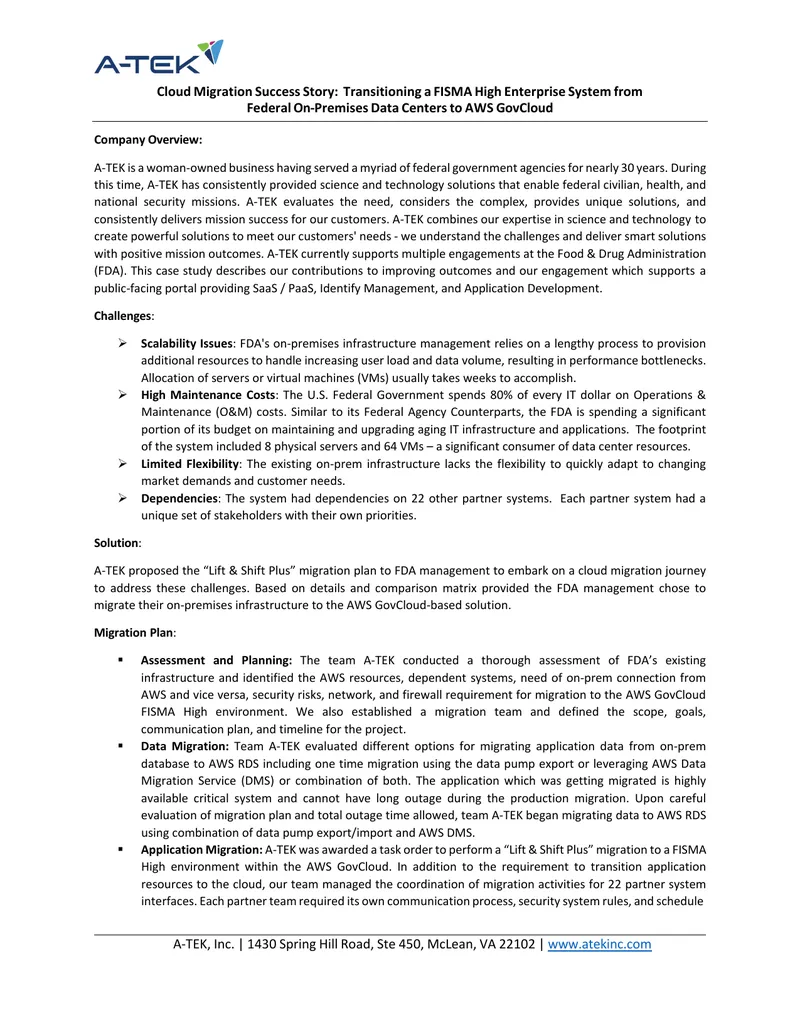 Cloud Migration Case Study for FISMA High System