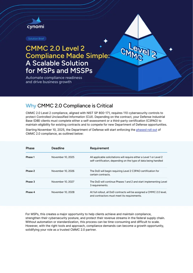 CMMC 2.0 Level 2 Compliance Automation for MSPs