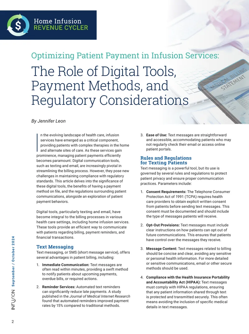 Optimizing Patient Payment in Infusion Services