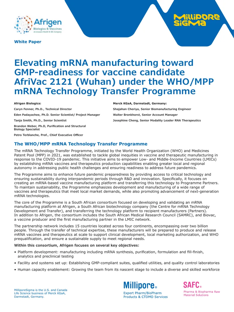 mRNA Manufacturing Readiness for Vaccine Production